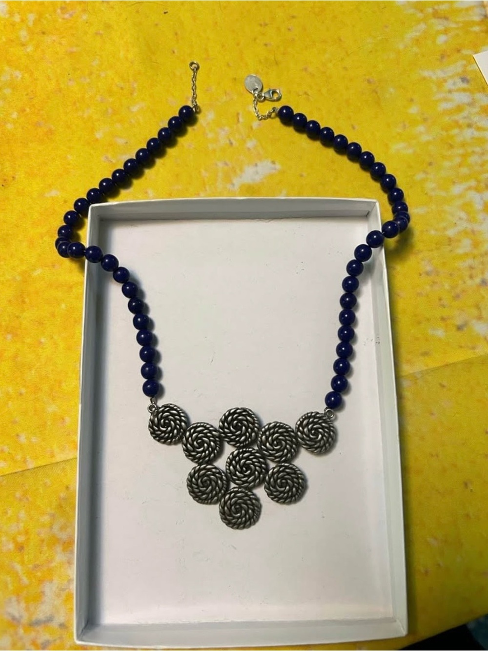 Lisa Leonard Blue Beaded Spiral Pendant Necklace